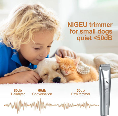 Dog Clippers Grooming Kit Hair Clippers with Nail Grinder Set 4 in 1, Cordless Electric Trimmer- Low Noise Paw Trimmer-USB Rechargeable Quiet Nail...