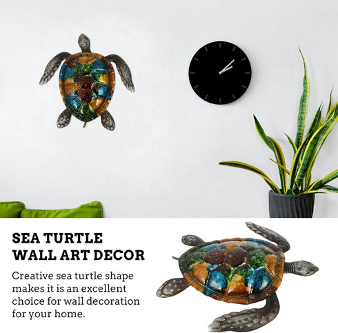 NUOBESTY Turtle Statue Outdoor Metal Turtle Wall Decor Sea Turtle Hanging Wall Art Iron Tortoise Sculpture Ocean Decoration for Home Bedroom Garde...