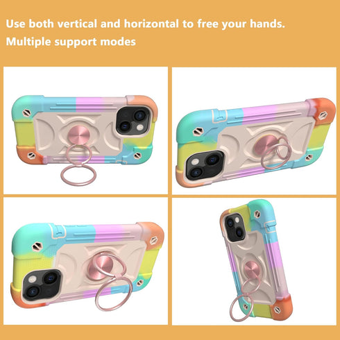 Compatible with iPhone 13 Case with Ring Stand, Heavy Duty Rugged Case for Women Men Military Grade Shockproof Phone Case with Magnetic Car Mount ...