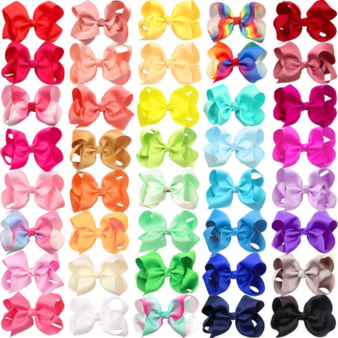 CÉLLOT 40 Pieces 4.5 Inch Hair Bows for Girls Clips Grosgrain Ribbon Boutique Hair Bow Alligator Clips For Girls Teens Toddlers Kids...