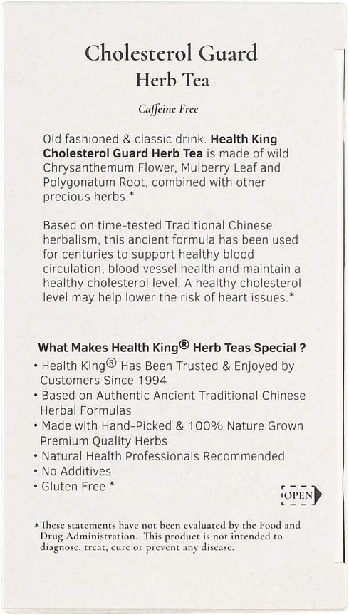Health King Cholesterol Guard Herb Tea, Teabags, 20 Count Box...