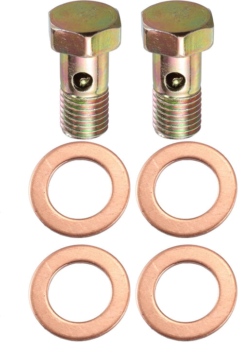 X AUTOHAUX 2 Set Banjo Bolt Brake Fitting Adapter Kit M10x1.25 Brake Line Thread Banjo Bolt with 10mm Washers...
