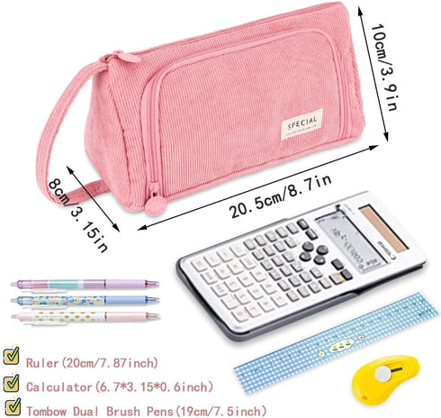 iSuperb Big Capacity Pencil Case Corduroy Large Pencil Pouch Portable Pen Bag Zipper Organizer Makeup Cosmetic Bags for Women Office...