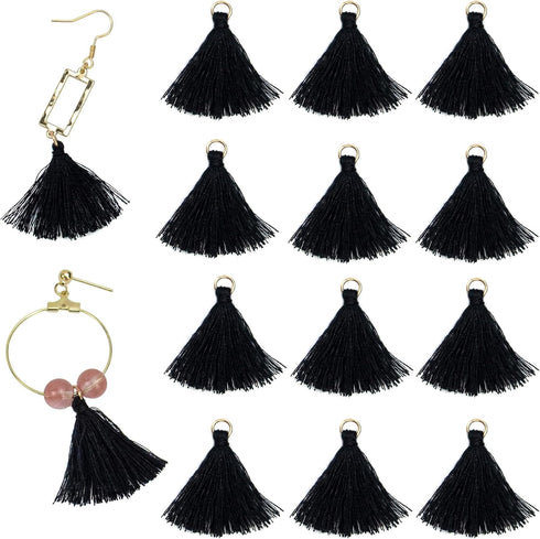 AUEAR, 100 Pieces Mini Black Tassel Charms Small Craft for Earring Jewelry Making Bookmark Keychain DIY Decoration Supplies...