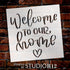 Welcome to Our Home with Heart Stencil by StudioR12 | Craft DIY Farmhouse Home Decor | Paint Family Wood Sign | Reusable Mylar Template | Select S...