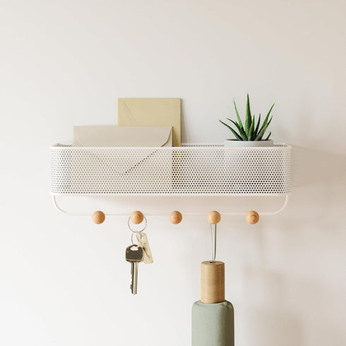 Umbra Estique Entryway Organizer, Great for Storing Keys, Small Accessories, Mail, Wallets and More, White Finish...