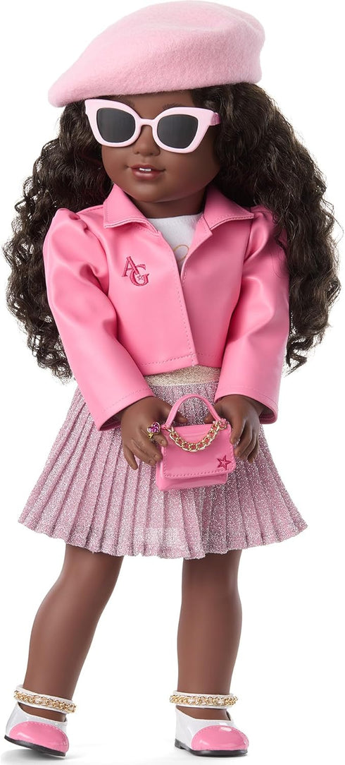 American Girl Truly Me 18-inch Doll Pink Chic Accessories with Purse, Beret, Sunglasses, and Heart Ring, for Ages 6+...