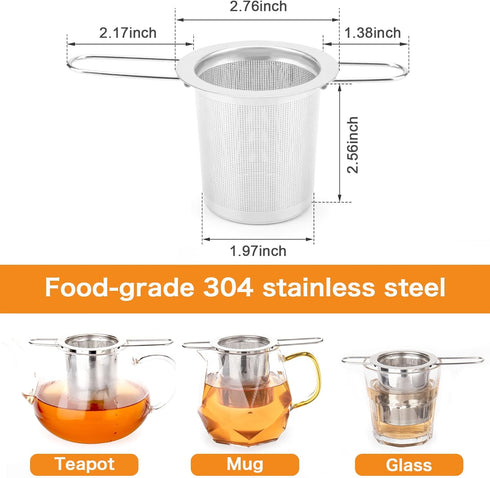 Tea Infuser, Evmliy Stainless Steel Tea Strainer Sitting in Mugs, Tea Infusers for Loose Tea, Tea Diffuser Long-Handled Tea Strainers Tea Filters,...