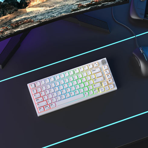 Guffercty kred 128 Keys XDA Profile Minimalist White Keycaps 75 Percent Dye-sub PBT Keyboard Caps with ISO Keys for MAC 60% 65% 75% 96% Mechanical...
