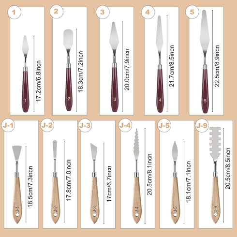 Palette Knife Set, 11 Pieces Stainless Steel Spatula Palette Knives Painting Accessories Art Supplies for Oil Painting, Gouache, Watercolor, Rock ...
