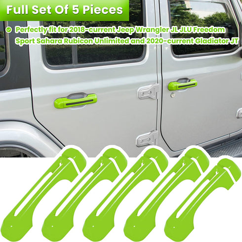 Door Handle Inserts Cover Trim+Tailgate Handle Cover for 2018-2024 Jeep Wrangler JL JLU Sports Sahara Freedom Rubicon Unlimited Gladiator JT 2-Doo...
