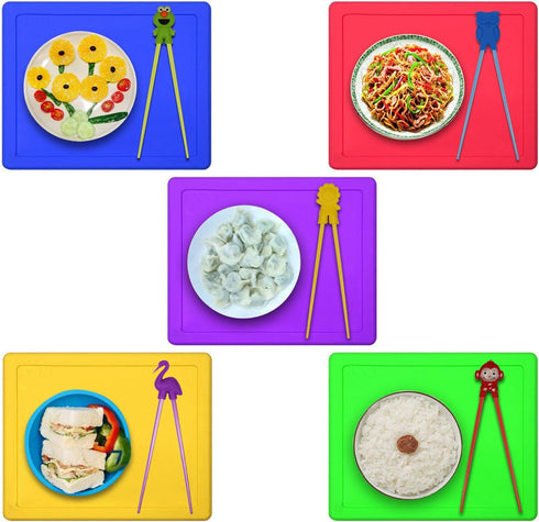 Training chopsticks for kids adults and beginners - 5 Pairs chopstick set with attachable learning chopstick helper - right or left handed...