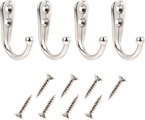 Eboot 20 Pcs Small Coat Hook Single Robe Bathroom Towel Hooks Single Coat Hanger with 50 Pieces Screws for Bags, Hat, Cap, Scarf, Cup...