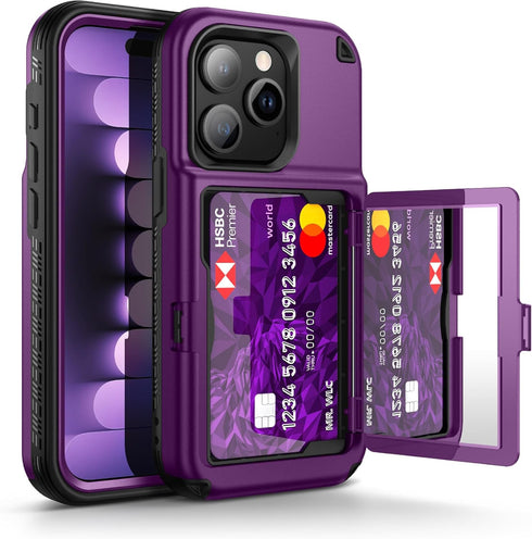 WeLoveCase for iPhone 15 Pro Wallet Case with Card Holder, Built-in Hidden Mirror, with Shockproof Heavy Duty Protection Phone Case for iPhone 15 ...