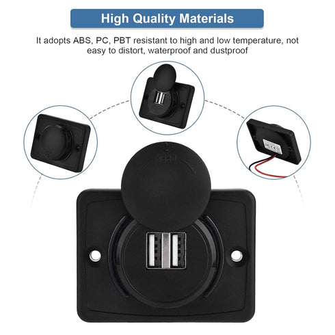 12V USB Outlet, USB Socket Power Outlet with LED Indicator, 12V-24V Dual USB Socket for Car Ship Boat Yacht Marine...