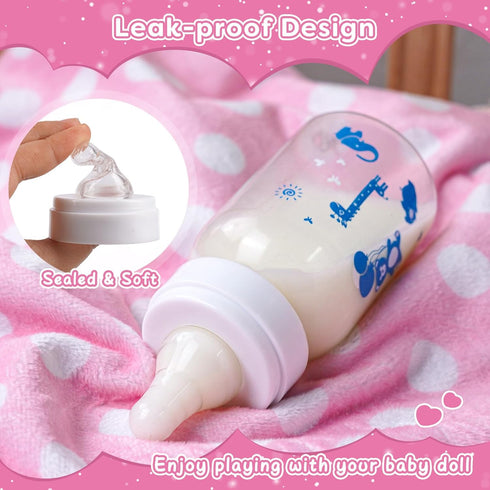 BABESIDE Reborn Baby Doll Bottle and Magnetic Pacifier Set, Baby Doll Accessories for Real Baby Doll, Pretend Play Feeding Toy Kid Gift (Pink)...