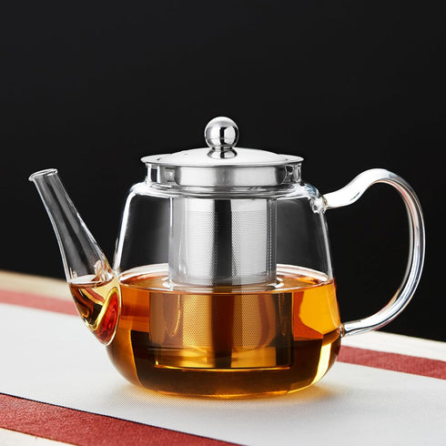 Glass Tea Pot with Infuser, Heat Resistance Borosilicate Glass Tea Kettle for Stovetop Safe, 30 FL OZ...