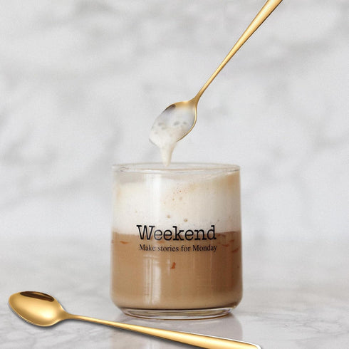Long Handle Iced Tea Spoon,7.8-Inch Gold Coffee Spoon,Ice Cream Spoon, Stainless Steel TeaSpoons,Cocktail Stirring Spoon,Set of 6...