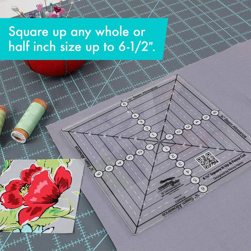 Creative Grids 6-1/2in Square It Up or Fussy Cut Square Quilting Ruler – CGRSQ6 – Made in USA, Non-Slip Grip Acrylic Quilting, Sewing, Crafting, P...