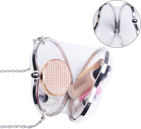 SUKUTU Womens Heart Shape Evening Bag Purse Velvet Party Tote Mini Handbag Clutch Chain Clear Shoulder Bag...