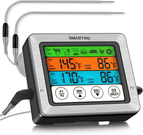 SMARTRO ST54 Dual Probe Digital Meat Thermometer for Cooking Food Kitchen Oven BBQ Grill with Timer Mode and Commercial-Grade Probes...