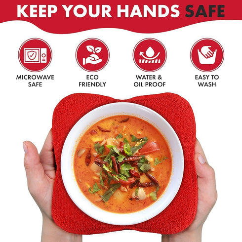 Microwave Bowl Huggers Warmers for Food Microfiber Heat Resistant Food Warmer Set Microwave Safe Handle Hot and Cold Bowls Holder Without Burning ...