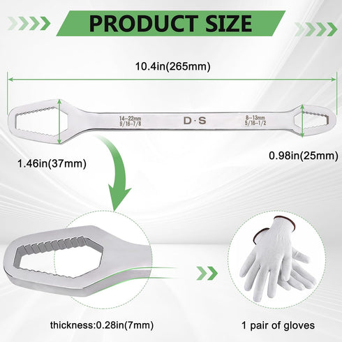 Double-Ended Wrench 5/16-7/8 Inch Multifunctional Universal Self-Tightening Wrench Adjustable Wrench Universal Torx Spanner Key Set Screw Nuts Wre...