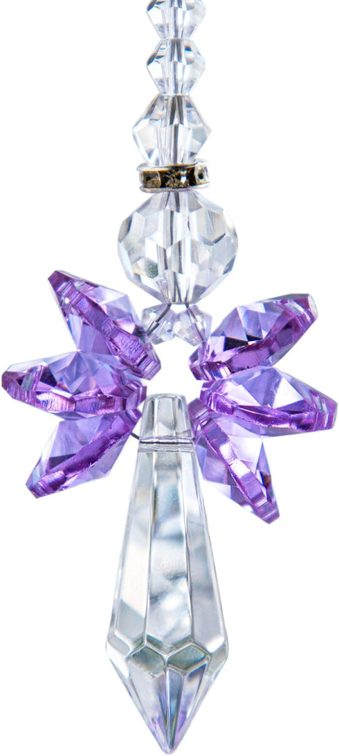 Rainbow Guardian Angel Crystal Suncatcher as Home/Car Decoration & Porch Decor & Hangings Crystal Glass Ornament (Purple)...