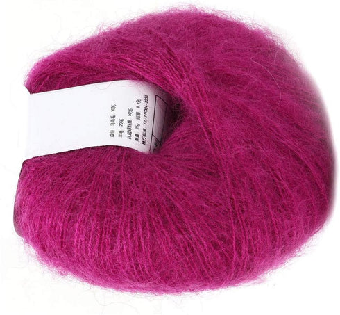 26g/Roll Soft Angora Mohair Yarn Wool Knitting Yarn for Clothes Scarves Sweater Shawl Hats and Craft Projects Include A Crochet(Dark red)......
