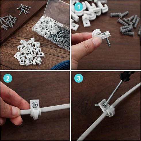 Down Wall Clip Closet Shelves Clips Wire Shelf Loop Clips Plastic Wire Wall Shelf Clips Screws and Expansion Tubes for Wire Shelving (16 Pack, Whi...