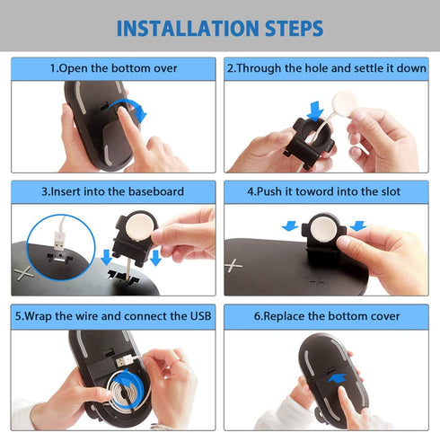 Seacosmo Wireless Charger, 3 in 1 Qi-Certified Fast Charging Station Dock for iPhone/for Samsung, for Airpods 2 3, Nightstand Docking Station for ...