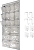 1 Pack Extra Large Hanging Crystal Clear Over Door Shoe Organizers,closet shoe organizer shoe rack organizer shoe storage,12+6Pockets,8Hooks,Grey?...