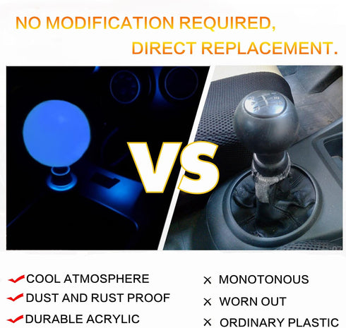 Round Ball Shift Knob Universal Luminous Gear Shift Knob 5 6 Speed for Manual Automatic Vehicles with Adapters (Cream to Blue)...