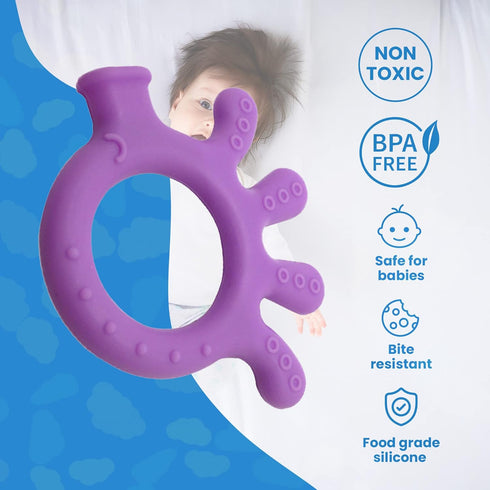 Silicone Finger Teether Toy - Handheld Teething Relief for Girls & Boys - Chew Toy - Stimulating & Soft Soothing Chew Toys - BPA Free (Purple)...
