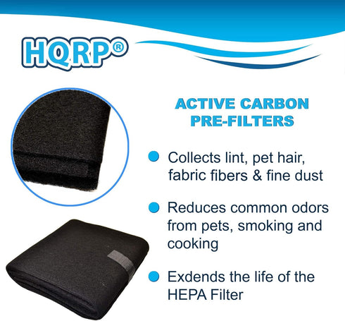 HQRP 2-Pack Carbon Filter Compatible with Honeywell HPA300, 50100, 50150, 50250-S, 17000-S, 50255, 50300, 51360, 51376, 51500, 51771 models...