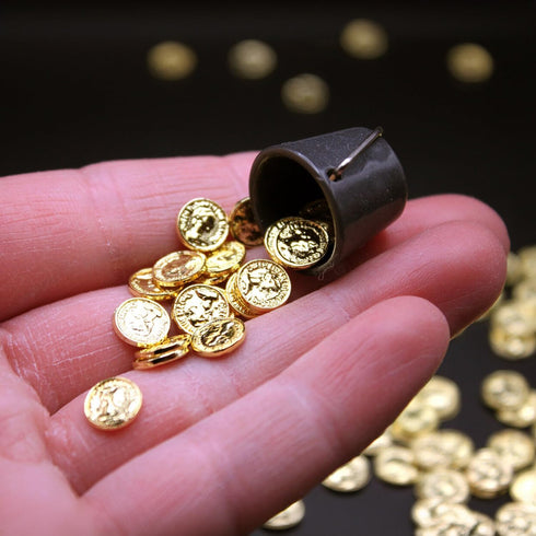 Gold Coins 10Pcs Miniature 1:6 Scale Metal Coin - St Patrick Leprechaun, Pirate Treasure, Dollhouse Coins(gold)...