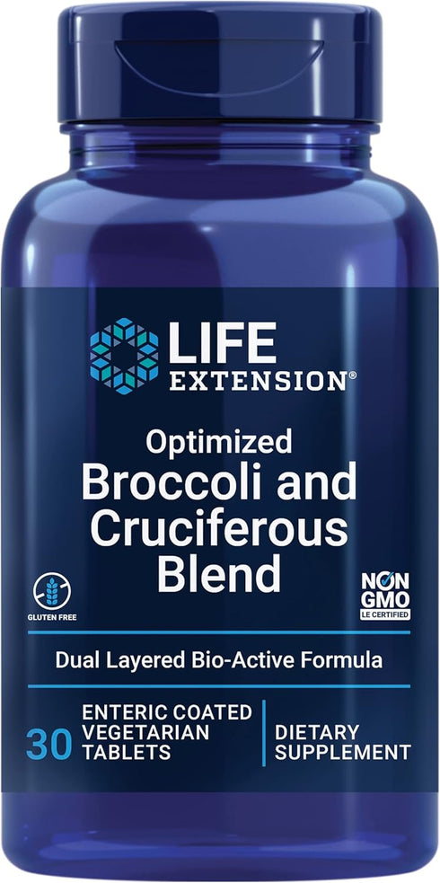 Life Extension Optimized Broccoli & Cruciferous Blend – Broccoli Seed, Rosemary, Cabbage Extract Green Vegetable Food Supplement - Gluten-Free, No...