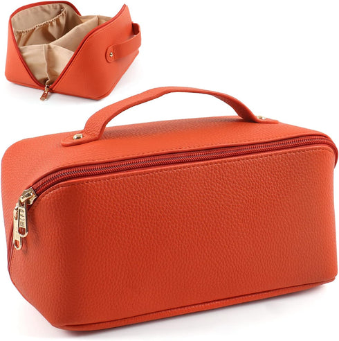 Large Capacity Cosmetic Bag, Travel Cosmetic Storage Bag with Handle, Portable Zipper Cosmetic Bag Toiletry Bag Makeup Bag Large with Compartments...