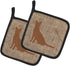 Caroline's Treasures BB1071-BL-BN-PTHD Cat Burlap and Brown BB1071 Pair of Pot Holders Kitchen Heat Resistant Pot Holders Sets Oven Hot Pads for C...