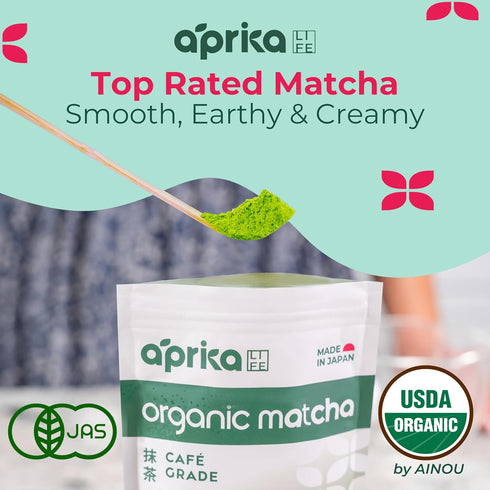 AprikaLife Organic Matcha Powder, USDA & JAS Certified, No Sugar Added, Authentic Japanese Cafe Grade Matcha Green Tea Powder Perfect for Matcha L...