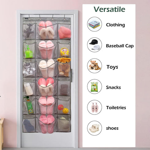 Over The Door Hanging Shoe Rack Organizer 18 Pockets Organizer with 6 Extra Large Mesh Pockets for Shoe Holder Storage (18 Pockets)...
