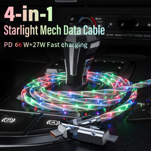 4 in 1 USB Charging Cable 2 Pack 3.3ft Light up USB-C Cable Multicolored RGB Starlights USB C to C Cable with EVA Case LED USB A to USB C Cable,fo...
