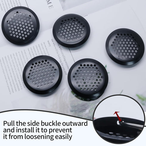 20Pcs Circular Air Vents Black Soffit Vent, Stainless Steel Round Vent Mesh Hole Louver for Kitchen Bathroom Cabinet Wardrobe, 2"(53mm) Mounting D...