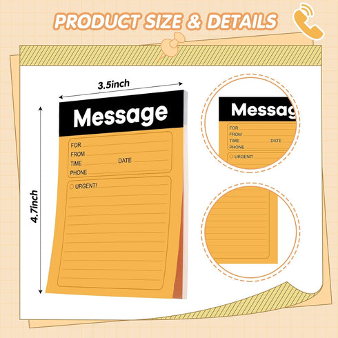 Phone Message Pad Telephone Message Sticky Notes 3.5 x 4.7 Inch Self Adhesive Message Book for Home Office School Supplies (Cute Color, 6 Pack)...