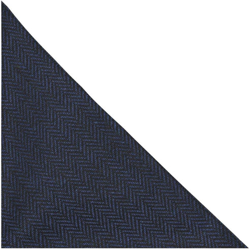 King & Priory Midnight Blue & Black Herringbone Pocket Square, Handkerchief...