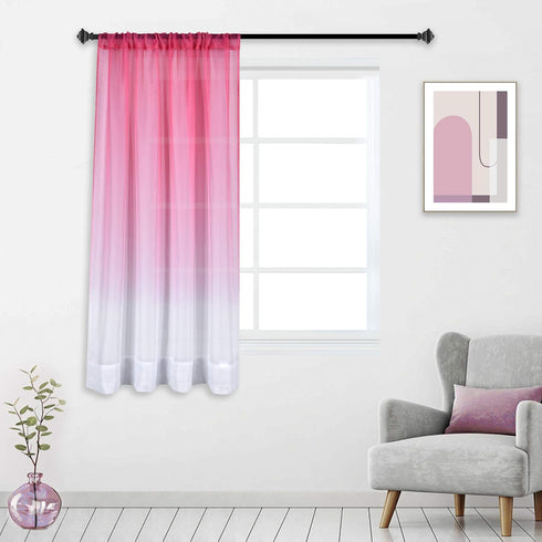 HUTO Pink Sheer Curtain for Little Girls Kids Bedroom Ombre Gradient Window Panel for Princess Teenage Daughter Closet-Sheer Backdrop Curtain Drap...