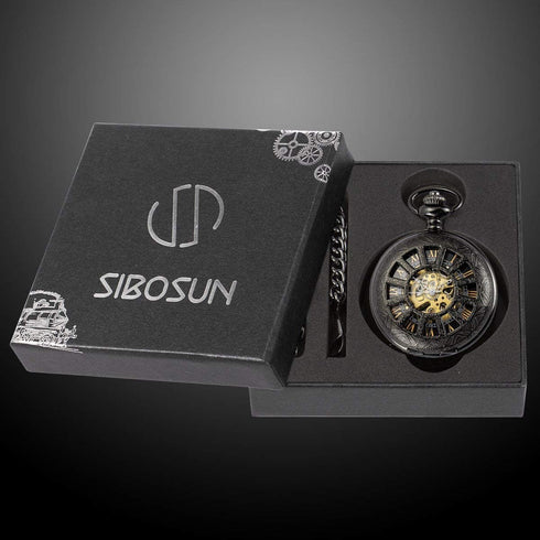 SIBOSUN Mechanical Pocket Watch for Men Pocket Watch with Chain Steampunk Skeleton Antique Men Women Pocket Watches...