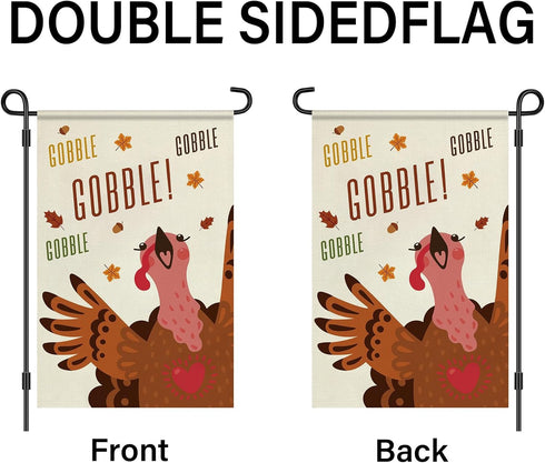 Thanksgiving Garden Flag, Fall Yard Flags Welcome Garden Flags 12x18 Double Sided Thankful Flags for Outside, Turkey Garden Flag Hello Fall Farmho...