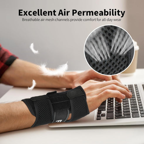 Carpal Tunnel Wrist Brace Night Support - Adjustable Wrist Support Brace with Splint & Therapeutic Cushion, Women Men Compression Both Hand Brace ...
