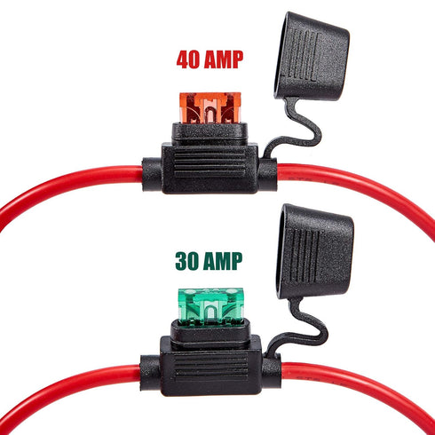 FEBRYTOLD 10 Gauge Inline Fuse Holder - Waterproof Pigtail Fuse Relay with 2 Pack 30AMP & 40AMP Blade Fuses for Car, Truck, Boat & Motorcycle...